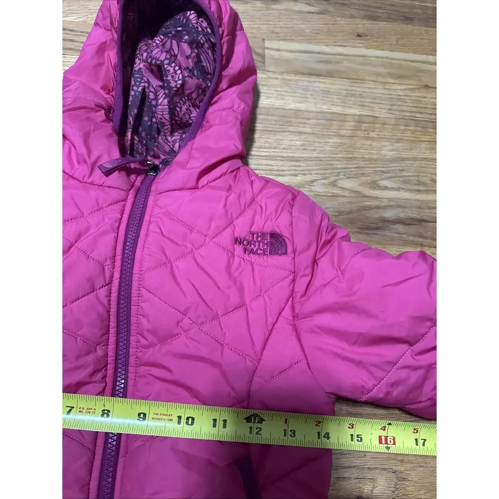 The North Face girls reversible Perrito Jacket Coat Pink Multi XS Winter Warm